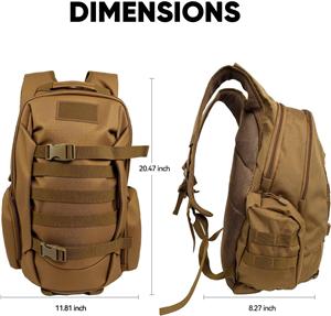 35L Tactical Backpack for Men, MOLLE Military Bug Out Bag, Waterproof Rucksack for Hiking with Hydration Port Tan