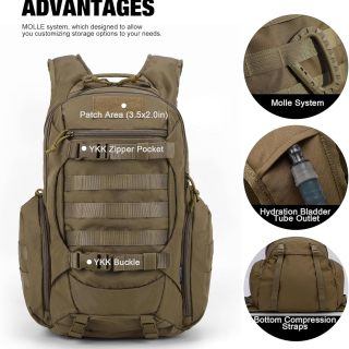 Tactical Molle Backpack for Men - 28L EDC Hiking & Motorcycle Backpack