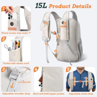 15L Small Hiking Backpack for Men Women Foldable Packable Back Pack Ultralight Hiking Daypack