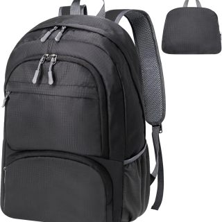 20L lightweight packable Hiking Daypack Foldable Backpack for Men Women Small Travel Outdoor Foldable Shoulder Bag-black