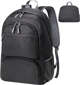 20L lightweight packable Hiking Daypack Foldable Backpack for Men Women Small Travel Outdoor Foldable Shoulder Bag-black