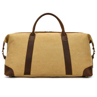 Canvas Leather Travel Duffel Bag Men Gym Sports Weekender