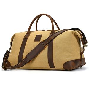 Canvas Leather Travel Duffel Bag Men Gym Sports Weekender