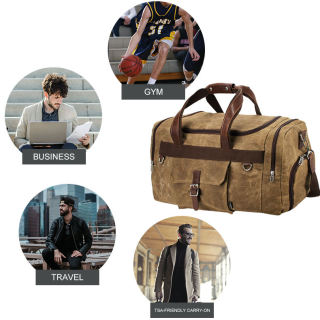 Custom Large Capacity Waterproof Sport Travel Waxed Canvas Duffle Bag