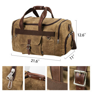 Custom Large Capacity Waterproof Sport Travel Waxed Canvas Duffle Bag