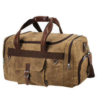 Custom Large Capacity Waterproof Sport Travel Waxed Canvas Duffle Bag