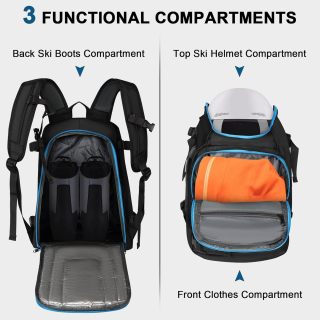 50L Ski and Snowboard Boot Travel Backpack Waterproof Large Duffle Travel Bag for Ski Helmet, Skis, Snowboard & Accessories