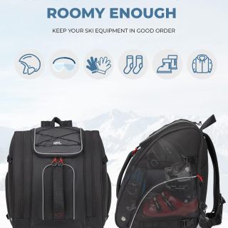 55L Waterproof and Snowproof Skiing and Snowboarding Travel Luggage, Excellent for Store Ski Boots, Skis, Snowboards, Jacket, Helmet, Goggles