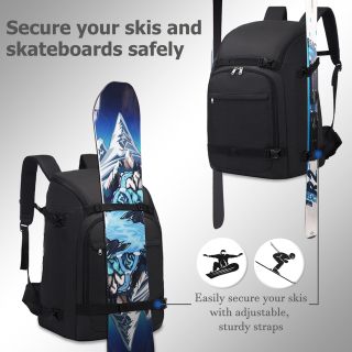 Ski Boot Bag, 50L Waterproof Travel Backpack for Snowboard, Ski Helmet, Goggles, Gloves & Accessories