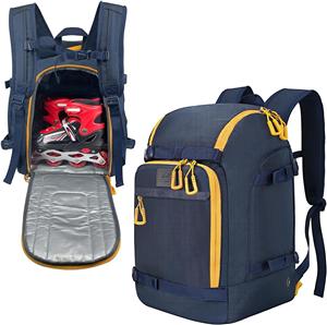 Ice Skate Bag Backpack with Top Helmet Pocket for Roller Blade Fits Shoes Up To Us Mens 13 for Inline, Figure, Quad, Speed, Hockey Skating