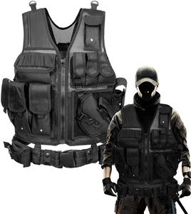 Military Tactical Airsoft Paintball Gear for Men - Black Army Spy Gear Tactcial Vest for Airsoft, Paintball, Hunting, and Tatical Vests