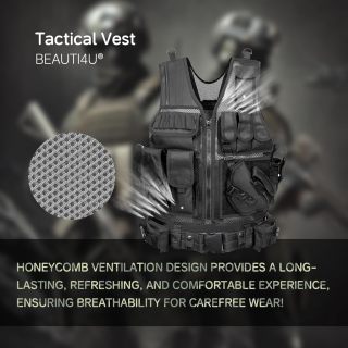 Military Tactical Airsoft Paintball Gear for Men - Black Army Spy Gear Tactcial Vest for Airsoft, Paintball, Hunting, and Tatical Vests