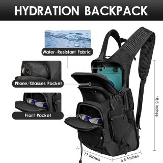 Hydration Backpack 18L Hiking Water Backpack with 2L Water Bladder for Men Women, Hydration Pack for Running Cycling Biking and Climbing