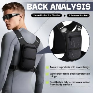 Bag with 800 ML Water Bladder, Minimalist Lightweight Running Vest for Women Men with Phone Holder, Extra Storage for Hiking Cycling Marathon