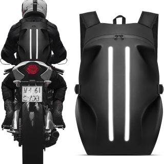 Waterproof Helmet Backpack with Reflective & Laptop Pocket, Large Motorcycle Bag Helmet Bag for Travel Daily Trips Office Trips, Black