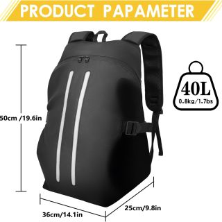 Waterproof Helmet Backpack with Reflective & Laptop Pocket, Large Motorcycle Bag Helmet Bag for Travel Daily Trips Office Trips, Black