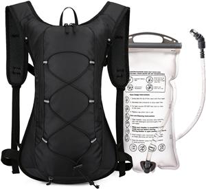 Women and Men- Lightweight Running Vest with 2L Water Bladder, Water Pack for Hiking,Cycling,Rave and Bike, Adjustable Chest Straps and Reflective