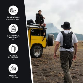 Women and Men- Lightweight Running Vest with 2L Water Bladder, Water Pack for Hiking,Cycling,Rave and Bike, Adjustable Chest Straps and Reflective