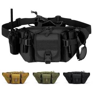 Tactical Fanny Pack, Military Waist Bag Utility Hip Pack with Adjustable Strap for Outdoors Fishing Cycling Camping Dog Walking (Black)