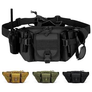 Tactical Fanny Pack, Military Waist Bag Utility Hip Pack with Adjustable Strap for Outdoors Fishing Cycling Camping Dog Walking (Black)