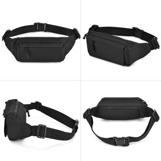 Tactical Fanny Pack Small Military Waist Bag Money Belt Bumbag WR Nylon for Daily Use Travel Hiking Climbing Running (Black)