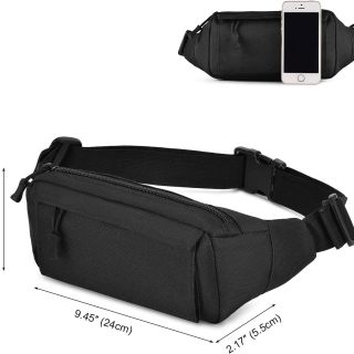 Tactical Fanny Pack Small Military Waist Bag Money Belt Bumbag WR Nylon for Daily Use Travel Hiking Climbing Running (Black)