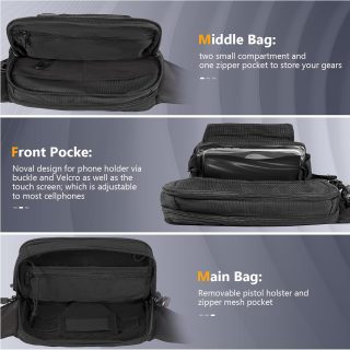 Tactical Fanny Pack for Concealed Carry Sling Bag CCW Crossbody Waist Bag for Men&Women EDC Gear with Adjustable Strap (Black)