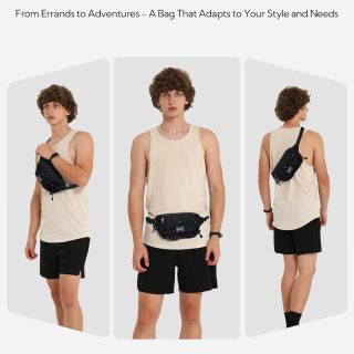 Lightweight Small Fanny Pack: 1.5L Mini Slim Crossbody Waist Belt Hip Bag with RFID Blocking, Anti-Theft & Water Resistant Pouch for Women Men Travel