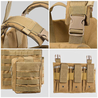 Adjustable Outdoor Tactical Protective Vest Camo Mesh MOLLE Wire Quick-remove