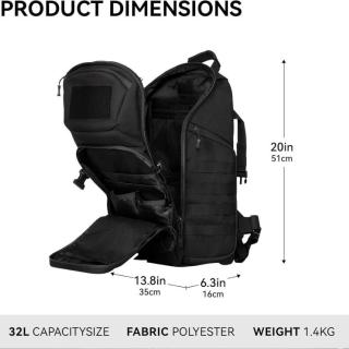 Tactical Backpack Travel Hiking Black Backpack Laptop Backpack for Work Men's Assault Bag Back Pack