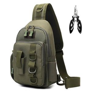 Fishing Sling Bag - Small Fishing Tackle Storage Bags with Rod Holder(Green)