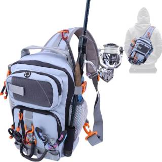 Fishing Backpack Tackle Storage Bag with Rod Holder,Lightweight Outdoor Water-Resistant Fish Shoulder Storage Bag for Fishing, Hunting