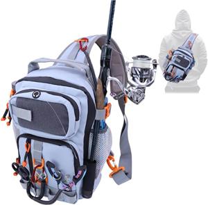 Fishing Backpack Tackle Storage Bag with Rod Holder,Lightweight Outdoor Water-Resistant Fish Shoulder Storage Bag for Fishing, Hunting