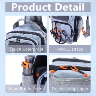 Fishing Backpack Tackle Storage Bag with Rod Holder,Lightweight Outdoor Water-Resistant Fish Shoulder Storage Bag for Fishing, Hunting