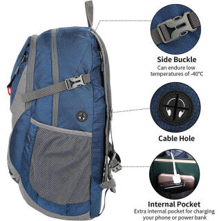 30L Lightweight Foldable Nylon Internal Frame Hiking Backpack Waterproof Packable Travel Daypack for Outdoor Camping Trekking