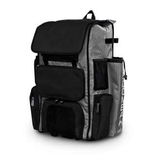 Softball Baseball Backpack with Shoe Compartment and Rolling Bat Bag with Fence Hook for Helmet Youth