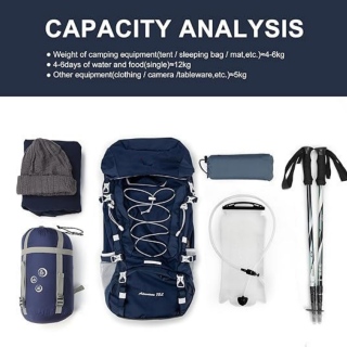 حقيبة ظهر بإطار داخلي مع غطاء مطر حقيبة ظهر للمشي لمسافات طويلة في الجبال