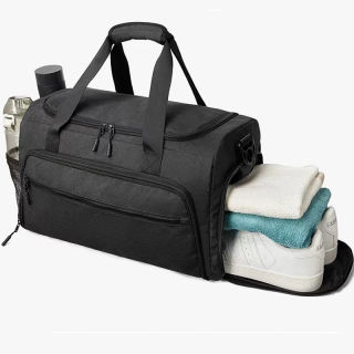 Large Capacity Custom Design Waterproof Polyester Sports Gym Travel Duffel Bag with Shoe Compartment and Wet Pocket