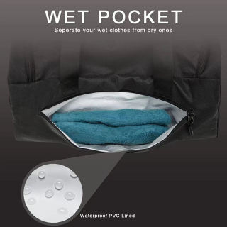 حقيبة سفر رياضية مقاومة للماء من البوليستر بتصميم مخصص وسعة كبيرة مع حجرة للأحذية وجيب للرطوبة