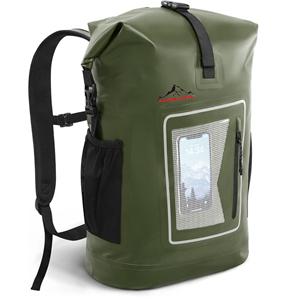 حقيبة ظهر عائمة مقاومة للماء، قابلة للطي، متينة، وجافة، مزودة بجيب أمامي شفاف بسحاب، مناسبة للتجديف وركوب الأمواج والتجديف النهري وصيد الأسماك.