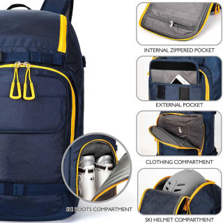 大型スキーブーツトラベルバックパック（男女兼用）、スキーアクセサリー用防水スノーボードブーツバッグ