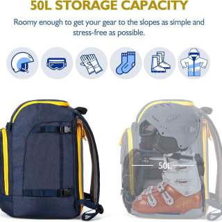 大型スキーブーツトラベルバックパック（男女兼用）、スキーアクセサリー用防水スノーボードブーツバッグ