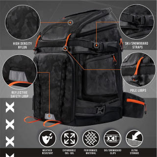 Стильный портативный водонепроницаемый рюкзак для лыж, путешествий, зимних видов спорта, сноубординга, ботинок и снаряжения.