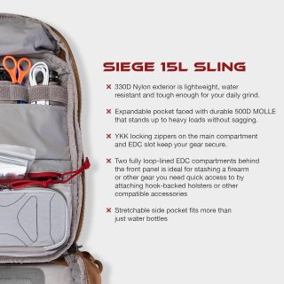 15L Tactical Sling - Lightweight 330D Nylon CCW Bag, Water-Resistant, with 500D MOLLE, and Ambidextrous Design, Wolf Grey