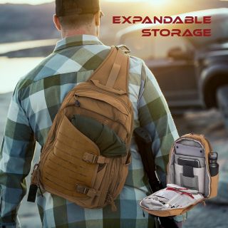 15L Tactical Sling - Lightweight 330D Nylon CCW Bag, Water-Resistant, with 500D MOLLE, and Ambidextrous Design, Wolf Grey