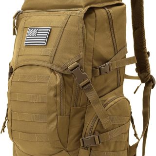 35L Military Tactical Backpack for Men,Water Resistant Assault Pack for Women,Khaki Molle Daypack 3 Day Bug Out Bag Rucksack for Trekking