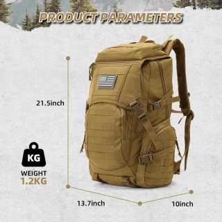 35L Military Tactical Backpack for Men,Water Resistant Assault Pack for Women,Khaki Molle Daypack 3 Day Bug Out Bag Rucksack for Trekking