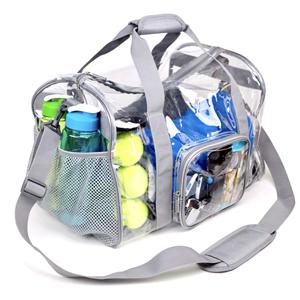 Transparent gym bag, large capacity, portable cylindrical gym bag with wet and dry separation, sports shoulder bag.