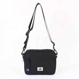 Custom Adjustable Crossbody Sling Bag Unisex Sports Waist Bag with Logo Printing Black for Casual Travel Sports