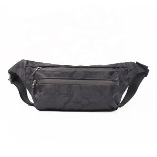 Custom Black Fanny Pack Crossbody Waist Bag with Zipper Closure Polyester Lining for Men and Women